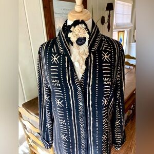 Ann May Black and Tan Silk Blouse Medium